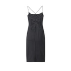 New European And American Sexy Backless Slit Slim Sleeveless Sling Dress