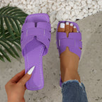 Solid Color Lightweight Flat Slippers Women's Outdoor Beach Sandals