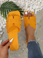 Solid Color Lightweight Flat Slippers Women's Outdoor Beach Sandals