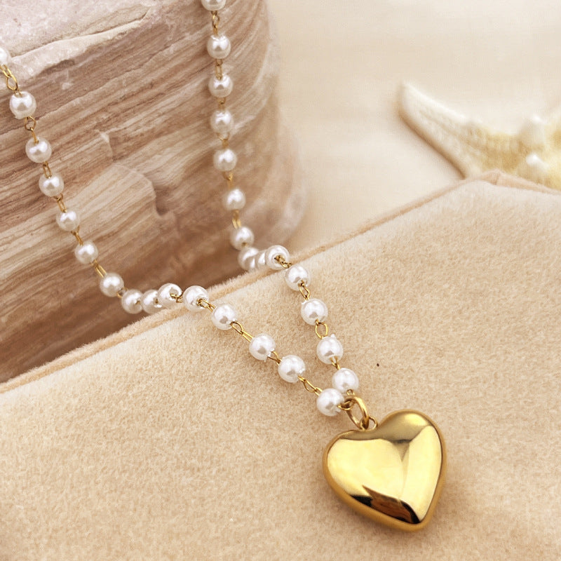 Stainless Steel 18K Gold Plating Niche High-grade Ins Style Pearl Necklace