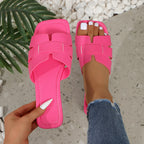 Solid Color Lightweight Flat Slippers Women's Outdoor Beach Sandals