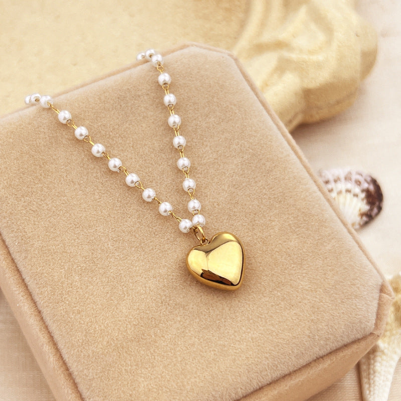 Stainless Steel 18K Gold Plating Niche High-grade Ins Style Pearl Necklace
