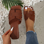 Solid Color Lightweight Flat Slippers Women's Outdoor Beach Sandals