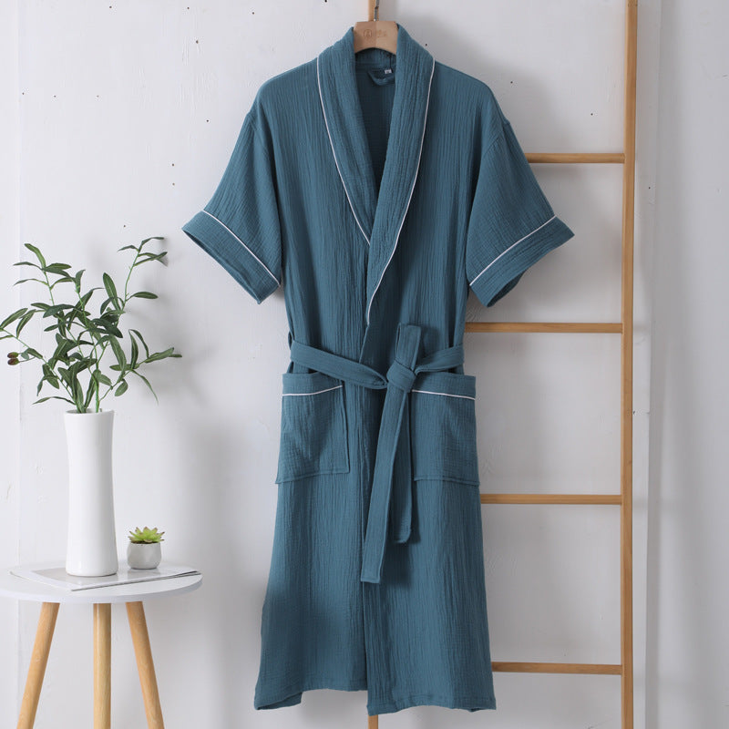 Pure Cotton Bathrobe Double-layer Gauze Short Sleeve Nightgown