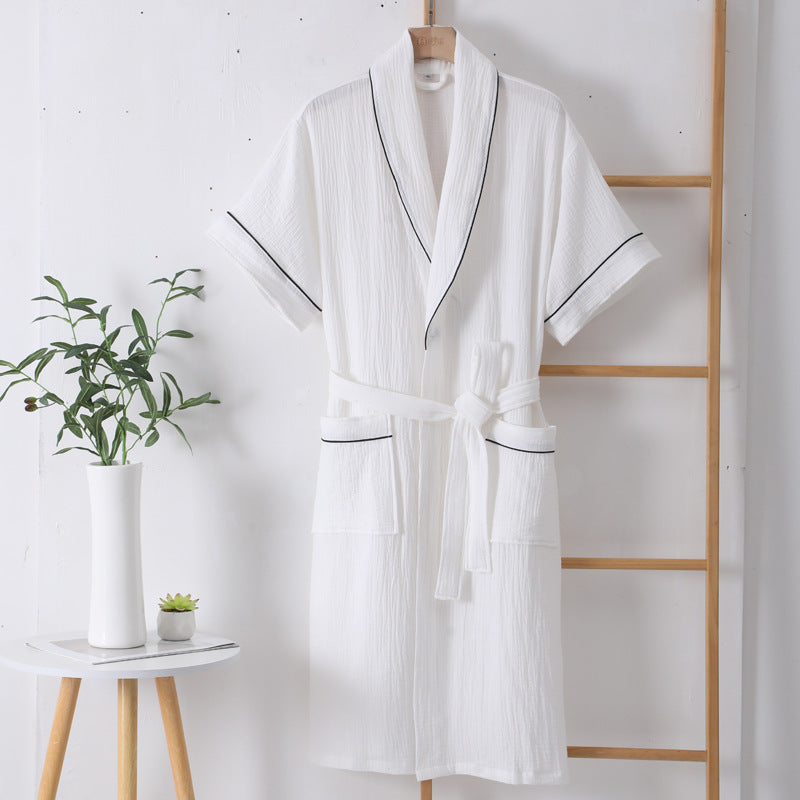 Pure Cotton Bathrobe Double-layer Gauze Short Sleeve Nightgown