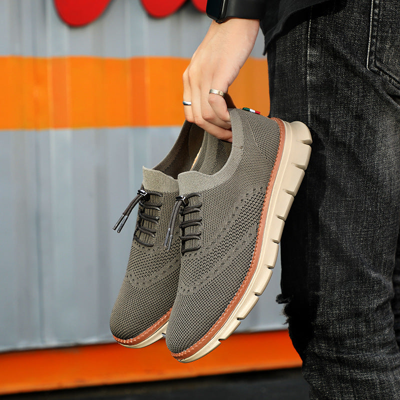 Summer New Dad Shoes British Style Trendy Running Breathable Mesh Surface Shoes