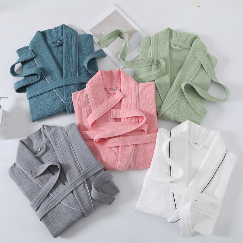 Pure Cotton Bathrobe Double-layer Gauze Short Sleeve Nightgown