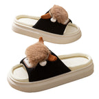 Spring And Autumn Linen Indoor Home Cartoon Eva Soft Bottom Mute Sweat-absorbent Slippers For Women