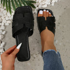 Solid Color Lightweight Flat Slippers Women's Outdoor Beach Sandals