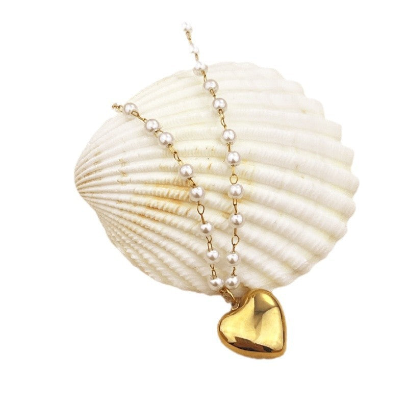 Stainless Steel 18K Gold Plating Niche High-grade Ins Style Pearl Necklace