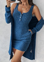 Tailored Solid Color Pit Stripe Vest Skirt For Women's Clothing